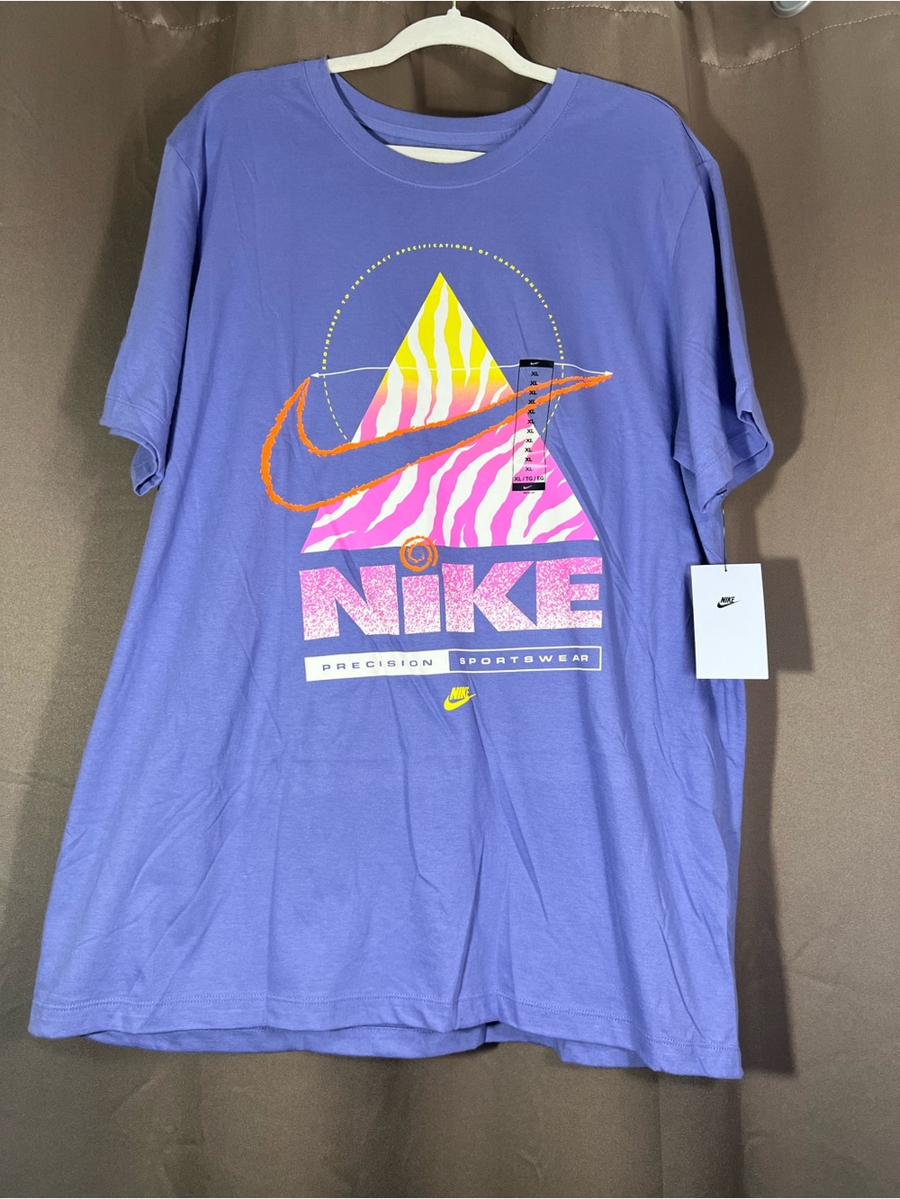 Nike Men’s Lavender Short-Sleeve Graphic Tee with Multicolor Logo